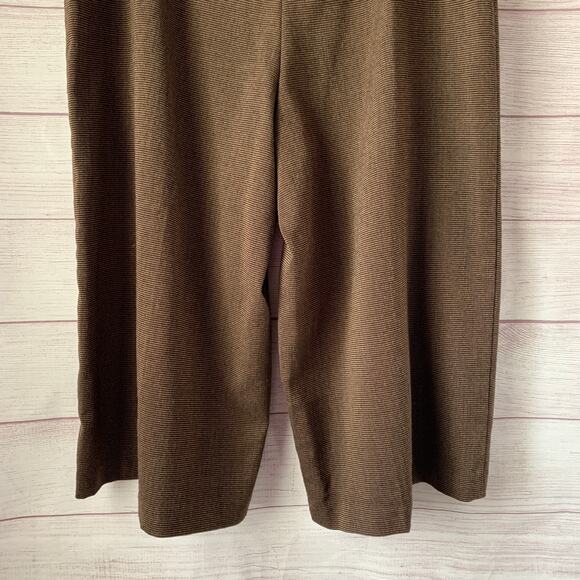 Briggs New York Brown Houndstooth Wide Leg Palazzo Cropped Pants Capris Size 14 - Picture 8 of 16